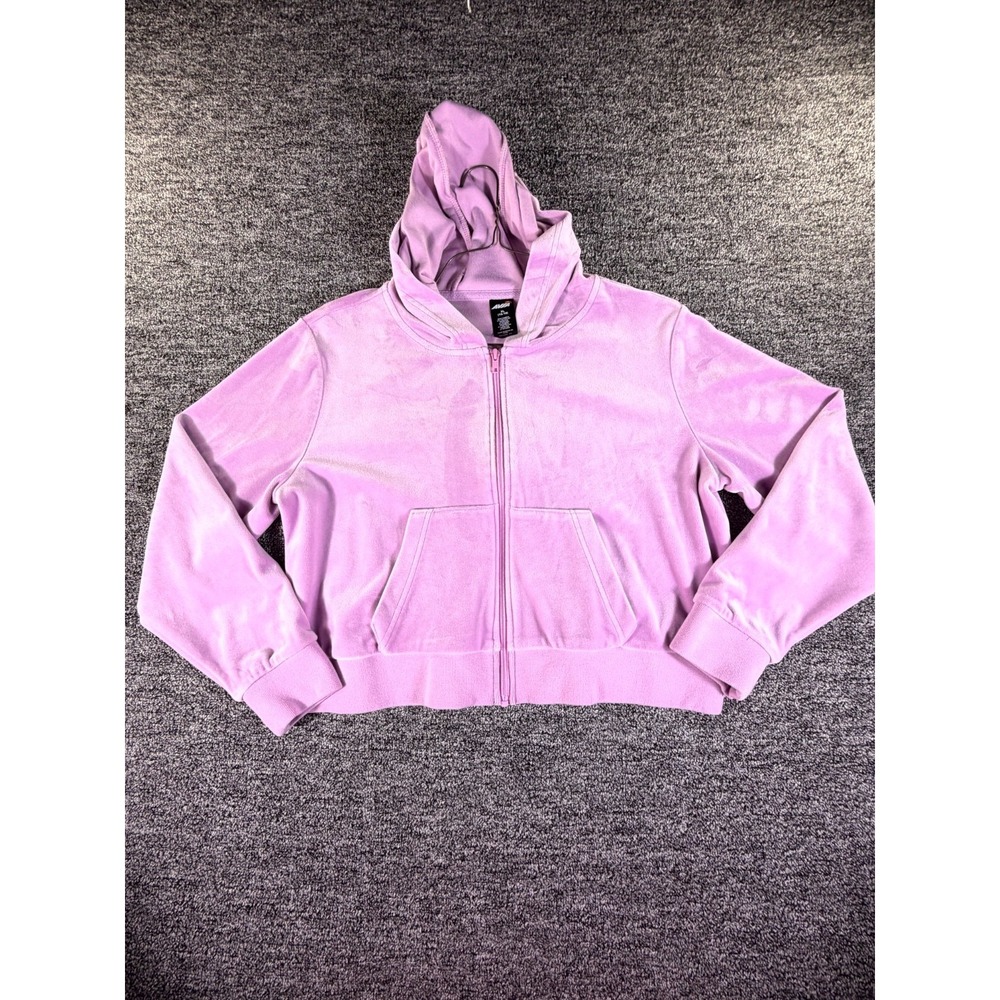 Avia Hoodie Girls XL 16-18 Light Purple Velour Stretch Long Sleeve Full Zip